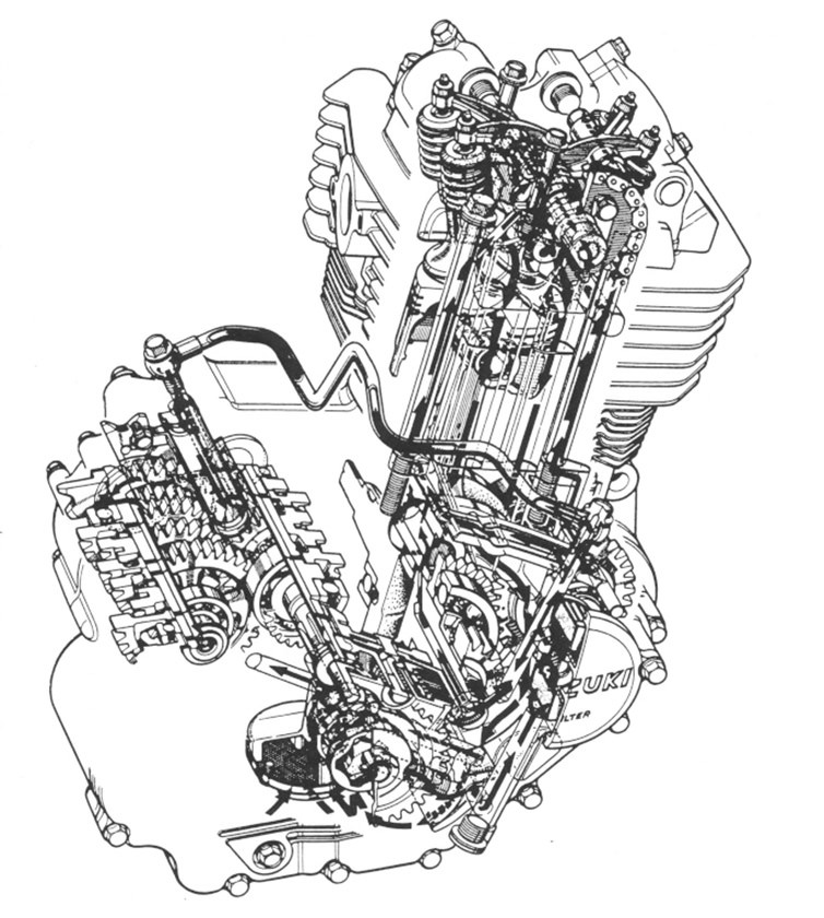 グース350エンジンの線画